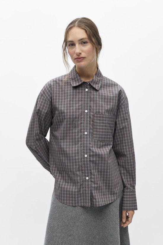 Object Hemd Zila Grey Checks:Brown/White