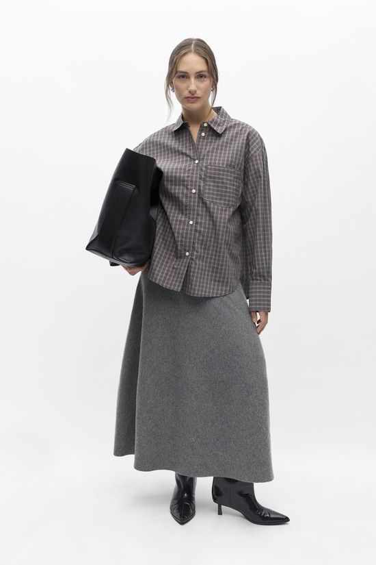 Object Hemd Zila Grey Checks:Brown/White