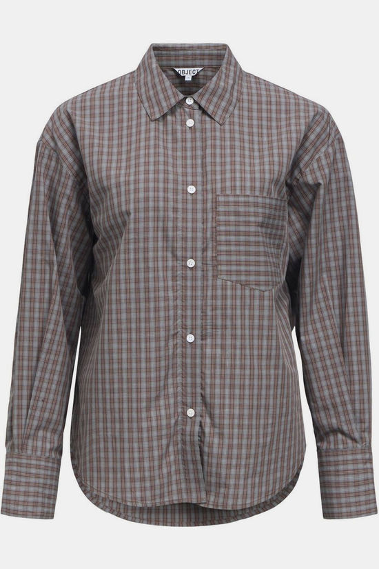 Object Hemd Zila Grey Checks:Brown/White