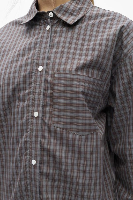 Object Hemd Zila Grey Checks:Brown/White