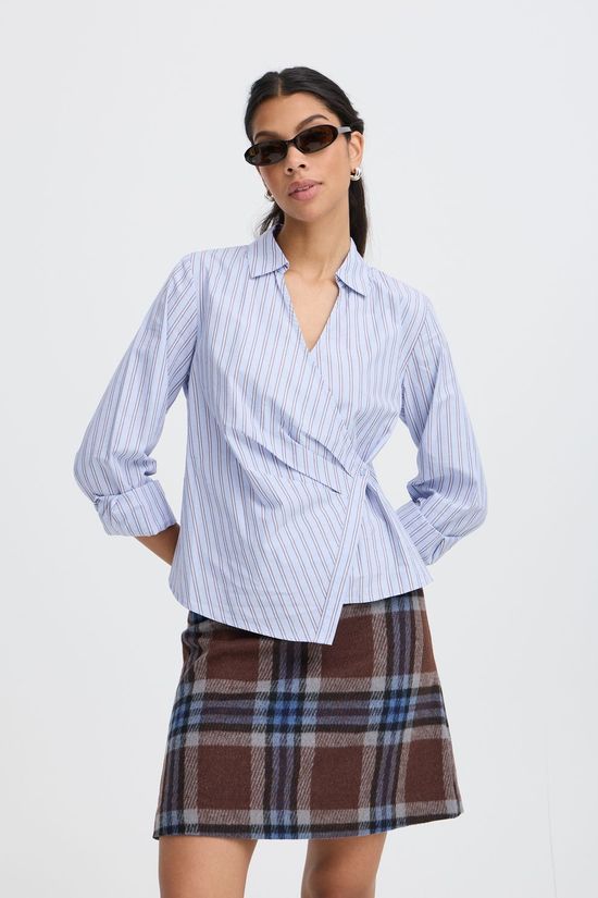 B.Young Chemise Hene Wrap Chambray Blue Stripe