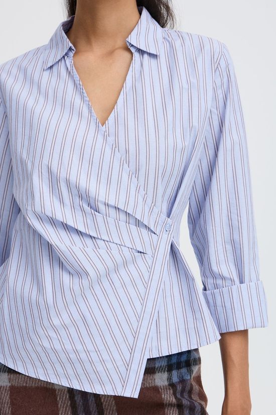 B.Young Chemise Hene Wrap Chambray Blue Stripe