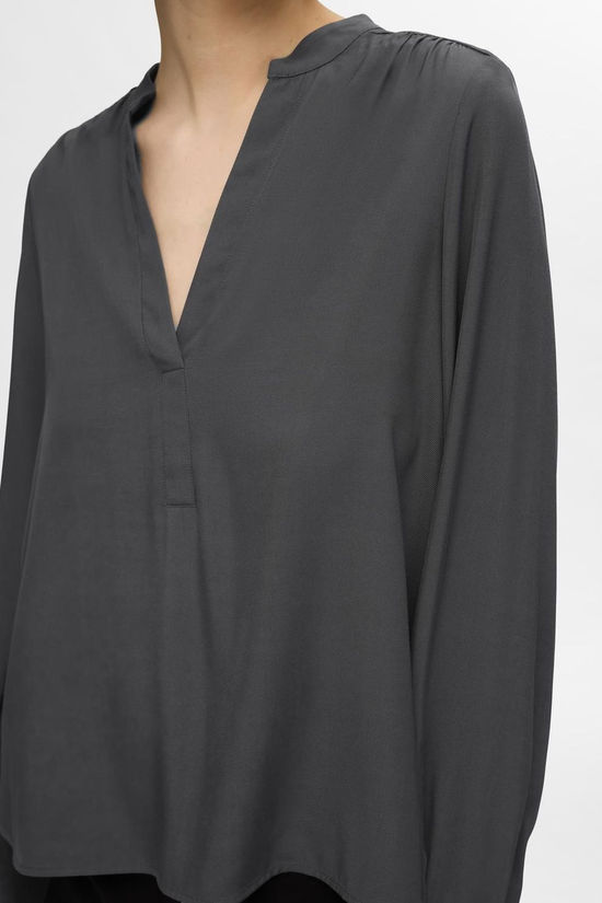 Selected Blouse Maddi V-Neck Top Volcanic Ash