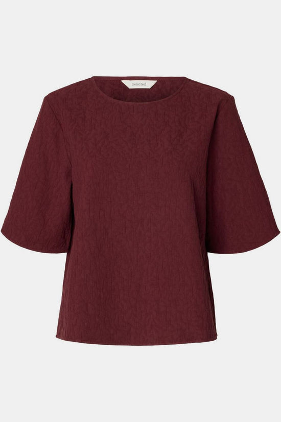 Selected Blouse Slwleeds Oversized 2/4 Tawny Port