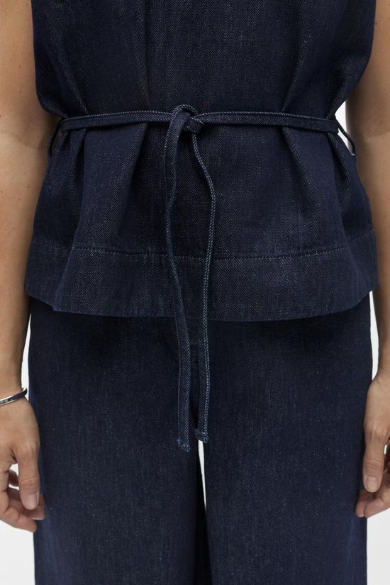Object JUTTU x OBJECT  Blouselia Tie Dark Blue Denim