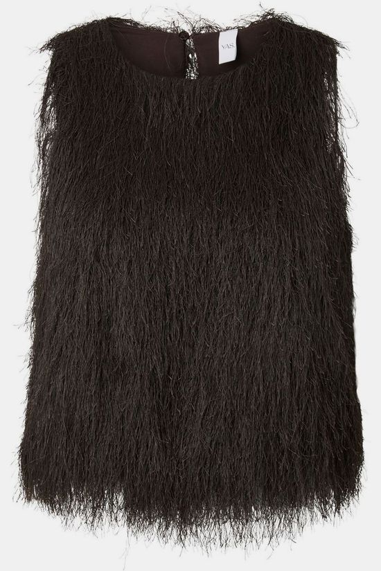 YAS Chemisier Frikke Fringe Chocolate Brown