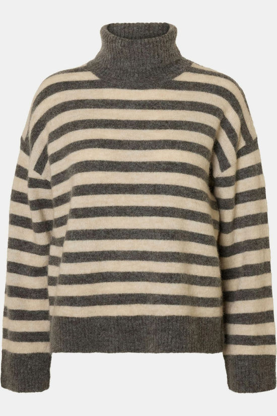 Selected Coltrui Lulu Medium Grey Melange Stripes Birch