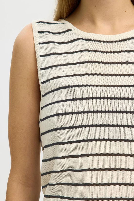 Selected Trui Moon Sus Birch / Stripes:Black