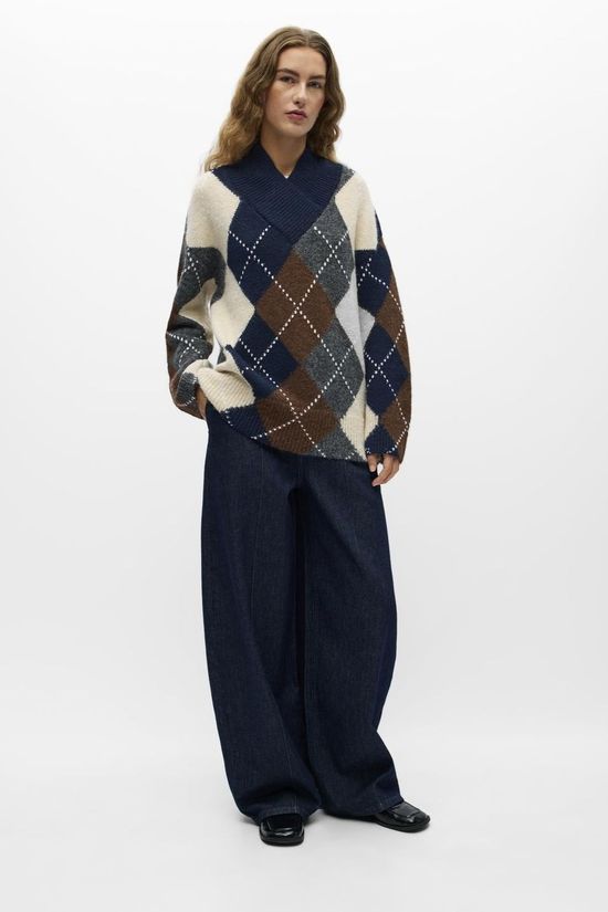 Object Trui Brenda Saggia Pull Aop Sky Captain Detail:Melange + Check