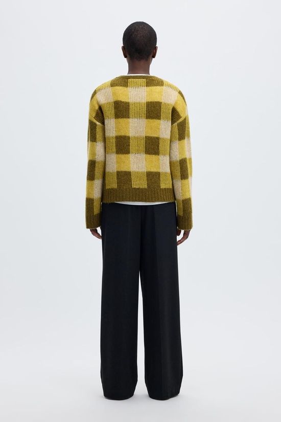 Selected Trui Slwlulu Loose Check Avocado Oil Checks:Fir Green And Birch