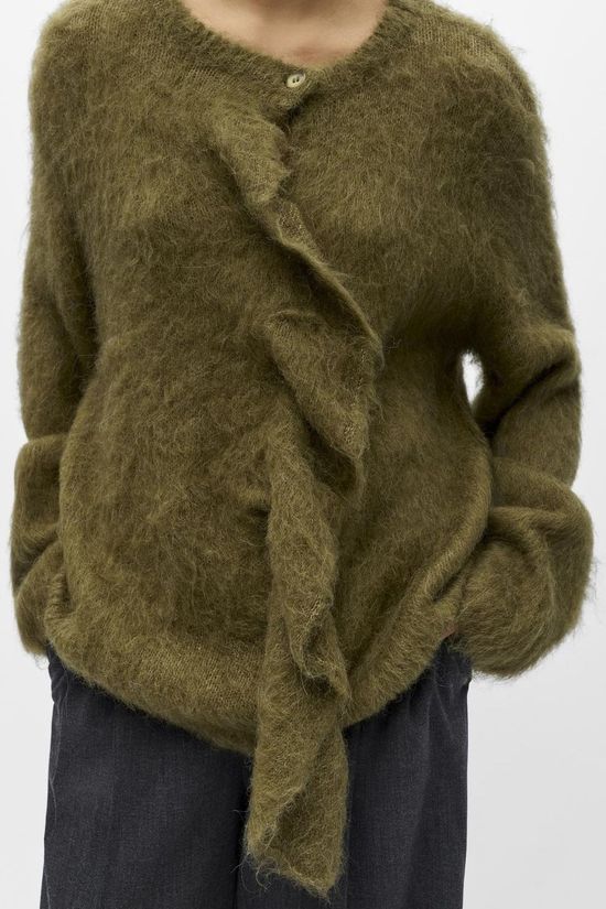 Object JUTTU x OBJECT Cardigan Harry Frill Martini Olive