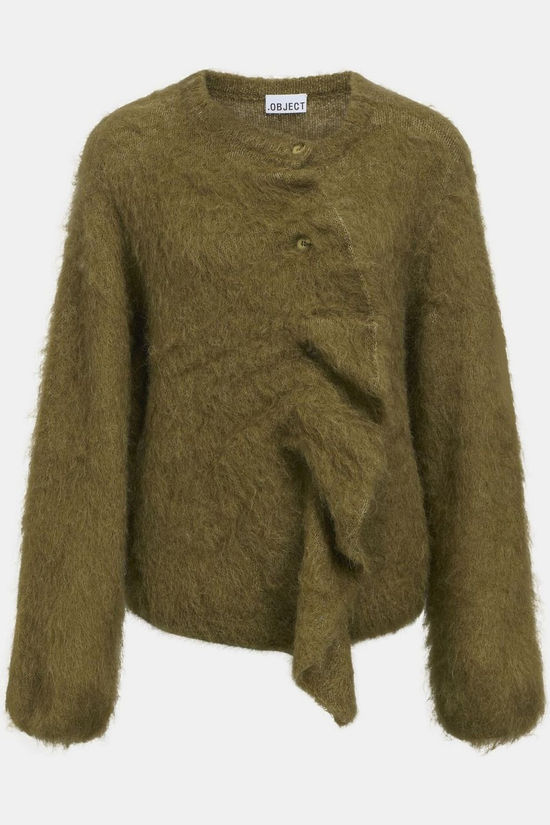 Object JUTTU x OBJECT Cardigan Harry Frill Martini Olive