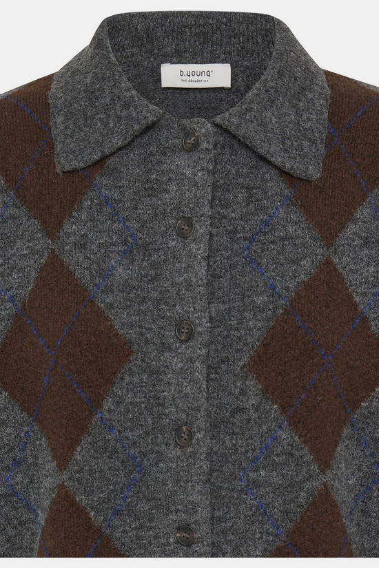 B.Young Cardigan Ofira Dark Grey Mel. Argyle