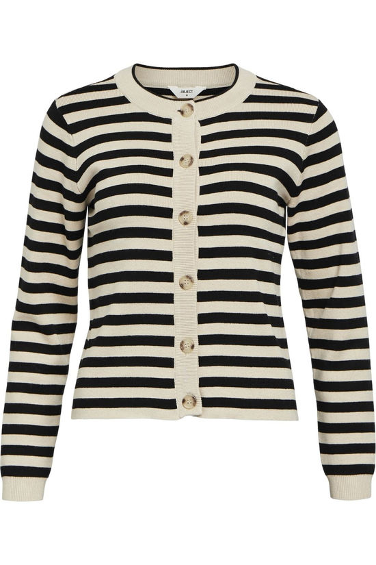 Object Cardigan Ester Sli Sandshell Stripe Black