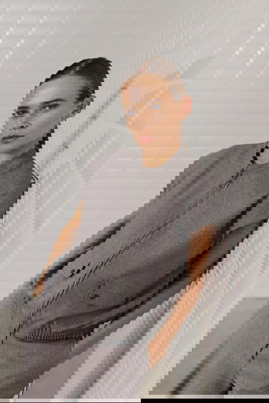 With Black Blazer Marina Tailored Mid Grey Melange