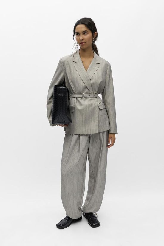 Object Blazer Nimra Double Row Light Grey Melange