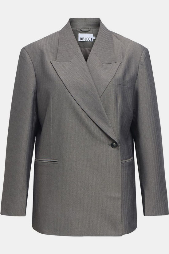 Object Blazer Noami Oz Wrap Gunmetal Detail:Pinstriped