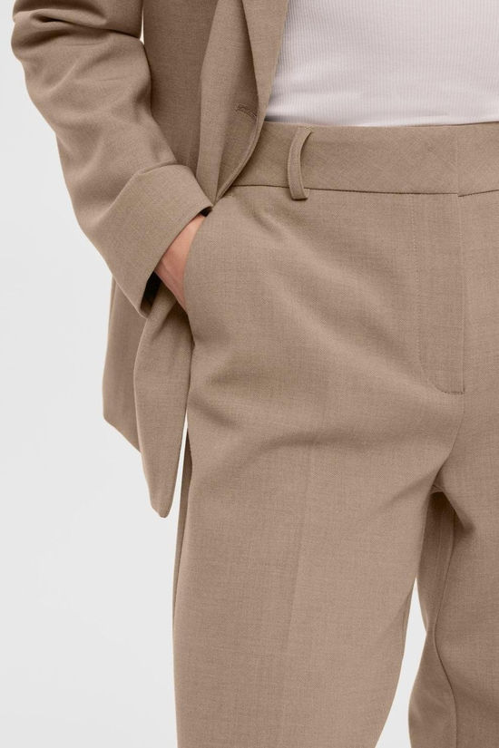 Selected Broek Rita Camel Detail:Melange