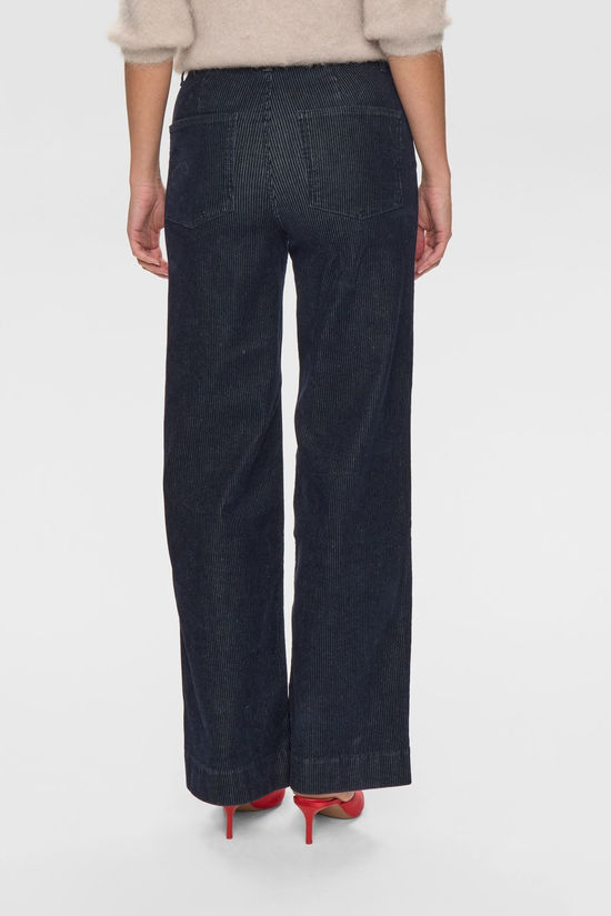 Numph Pantalon Paris Flock Glam Long Dark Blue Denim