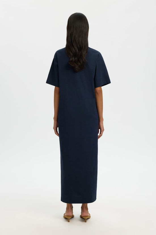 Selected Jurk Essential Pocket Ankle Dark Sapphire