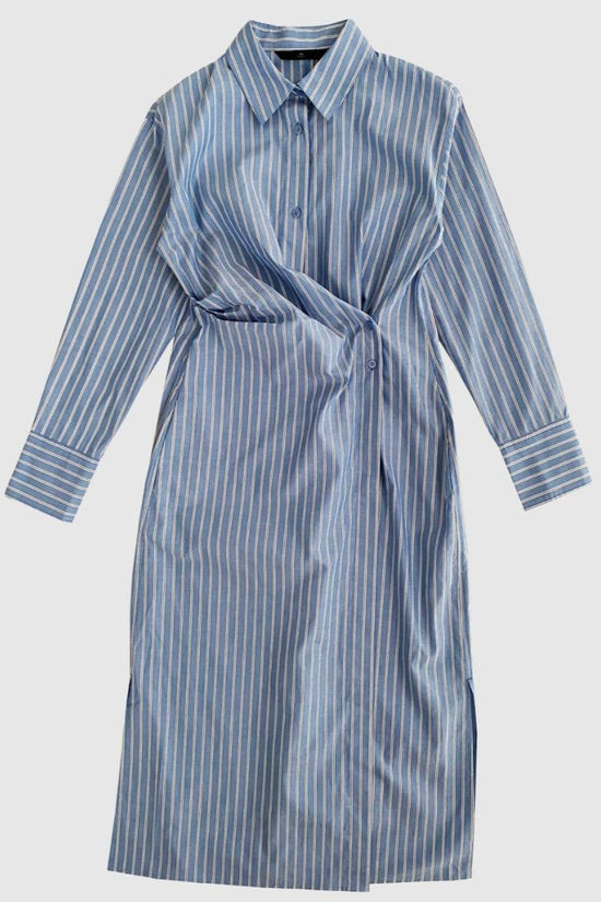 With Black Jurk Mesa Striped Midi Blue | Brown Pinstripe