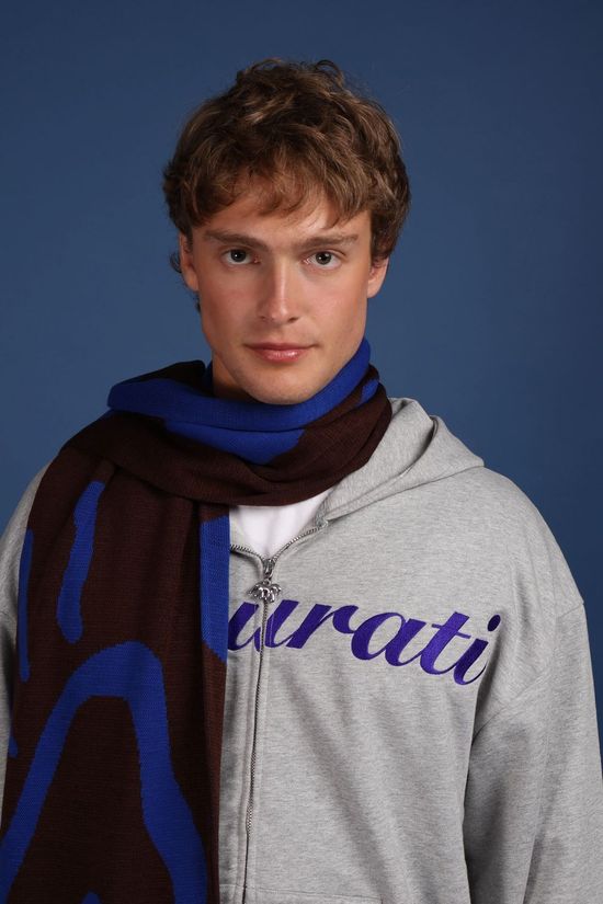Figurati Sjaal Occhiolino Cobalt Blue, Dark Brown