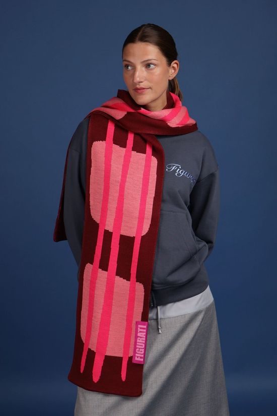 Figurati Sjaal Sera Burgundy, Pink, Salmon, Red