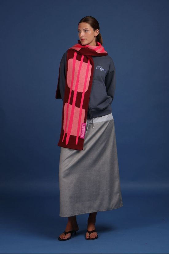 Figurati Sjaal Sera Burgundy, Pink, Salmon, Red