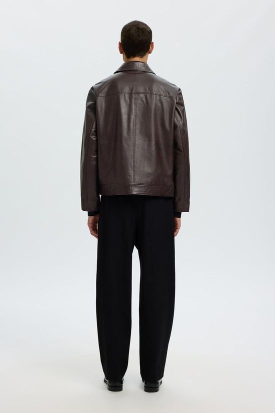 Selected Veste Slmscott Leather Jkt Demitasse
