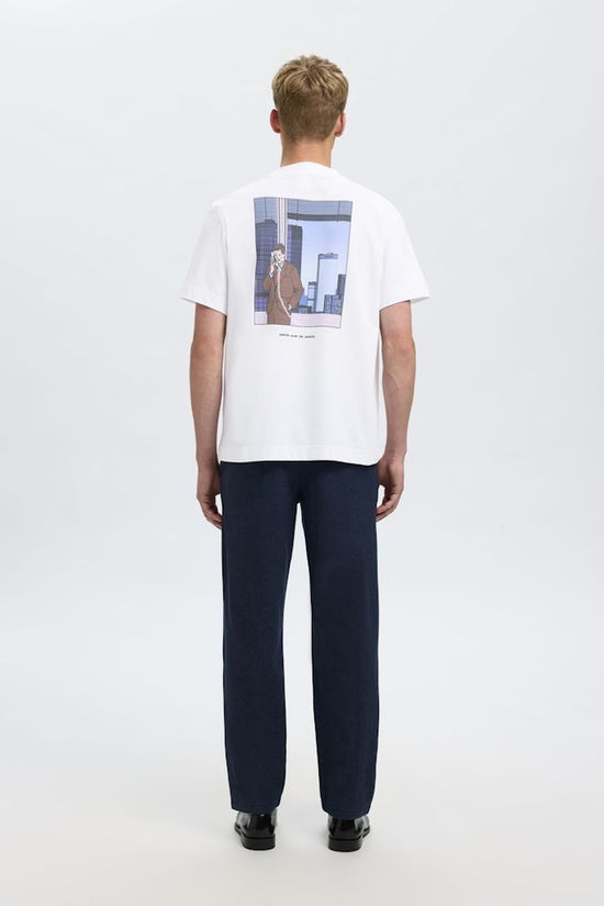 Selected T-Shirt Pete License Bright White Telephone