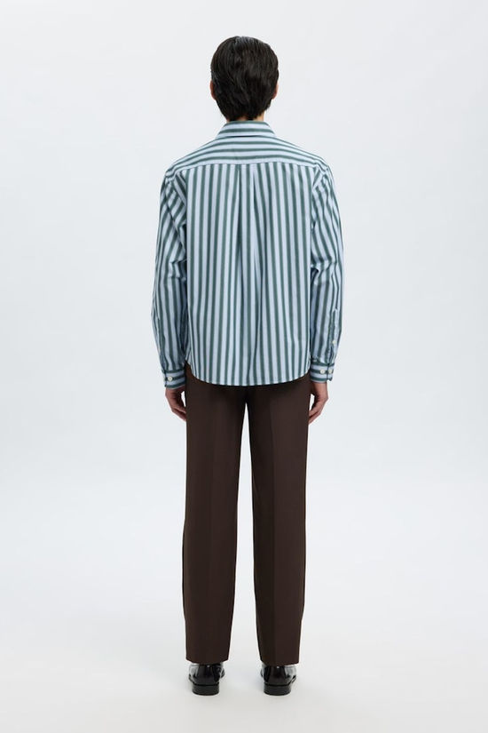 Selected Chemise Rlxhenric Stripe Dark Green