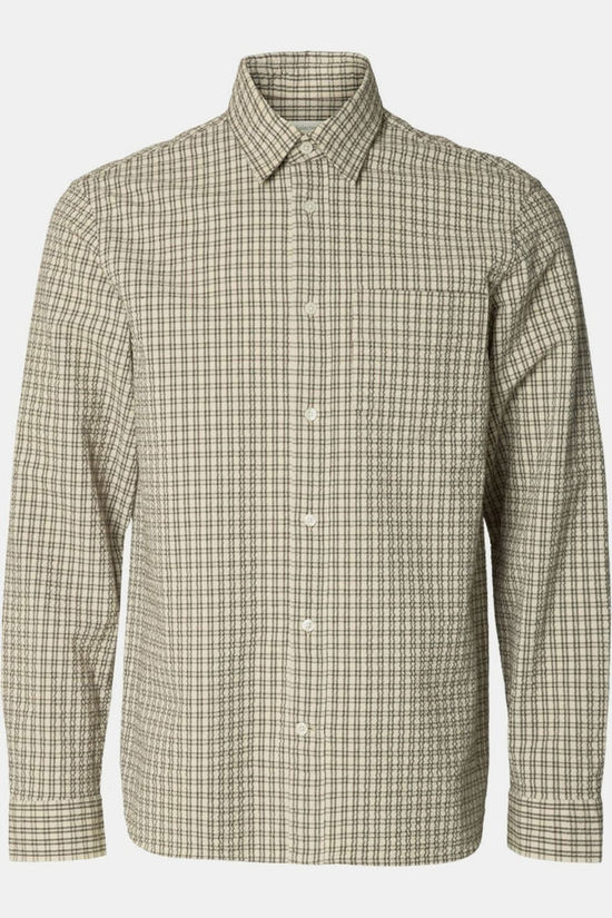 Selected Chemise Regfreddie Mix Seersucker Oatmeal