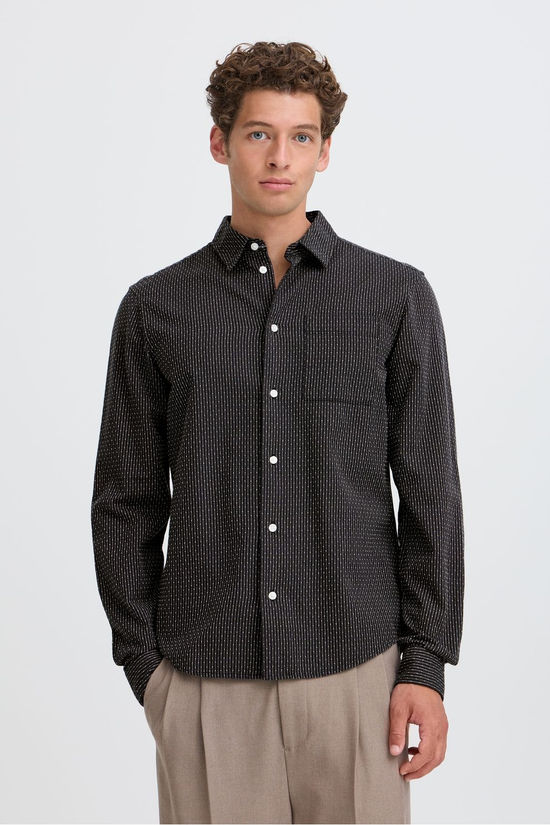 Casual Friday Hemd Cfsantos Dobby Striped Shirt Charcoal