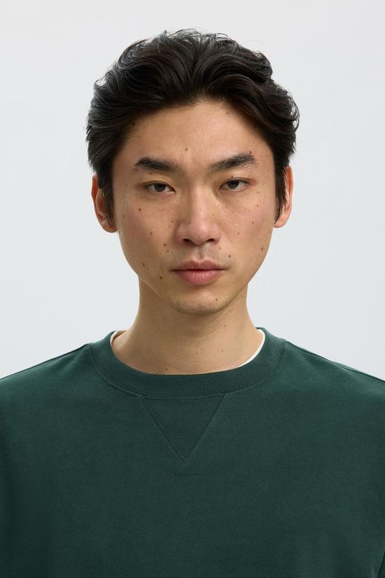 Selected Trui Slmrelaxgrant Crew Neck Sweat Pine Grove