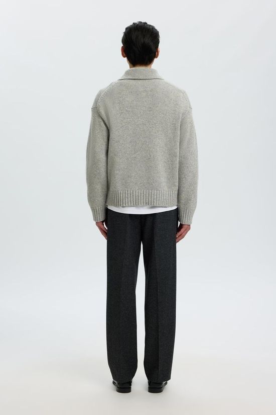 Selected Pull Slmcody Polo Collar Light Grey Melange