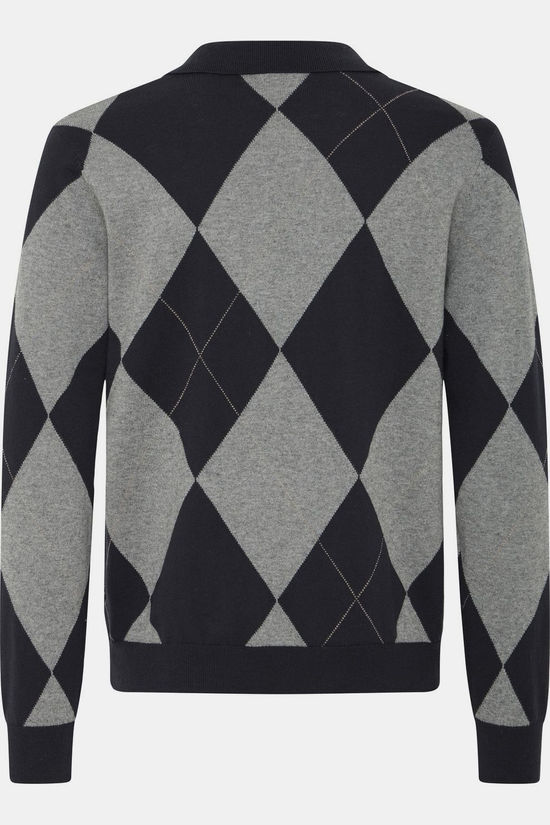 Casual Friday Pull Cfacton Argyle Polo Knit Monument Melange