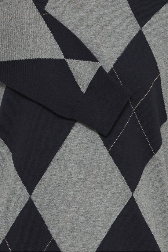 Casual Friday Pull Cfacton Argyle Polo Knit Monument Melange