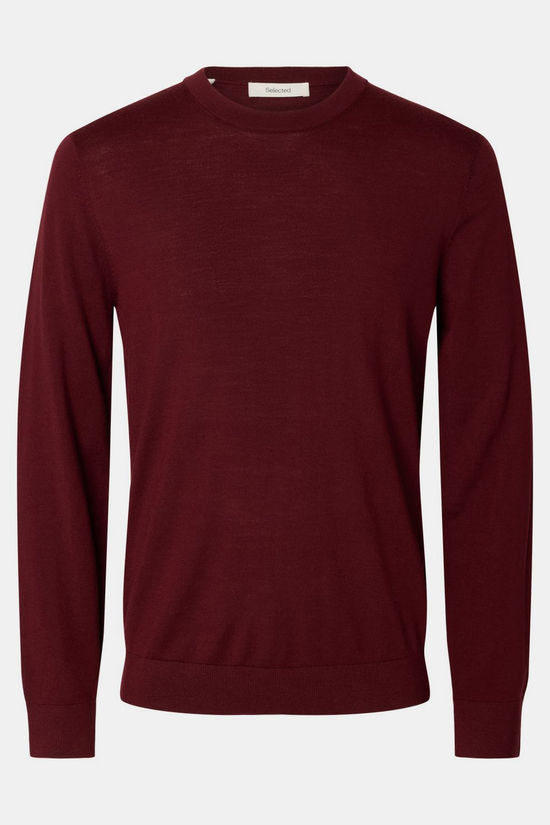 Selected Trui Slhtray Merino Crew Neck Tawny Port