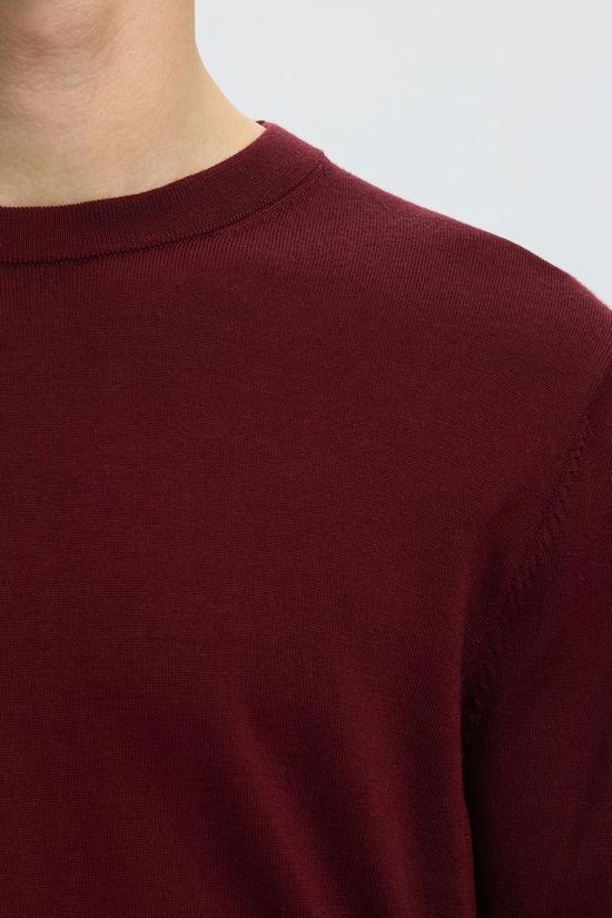 Selected Trui Slhtray Merino Crew Neck Tawny Port