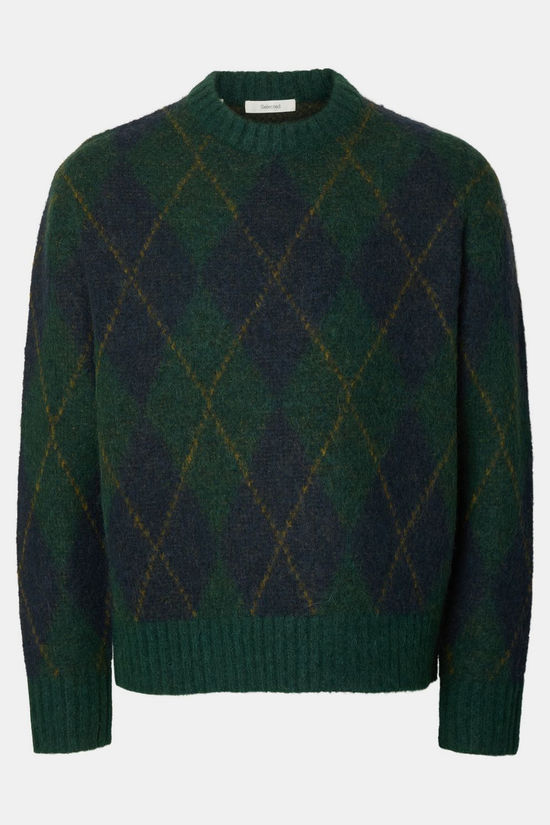 Selected Pull Slmrai Argyle Crew Neck Pine Grove