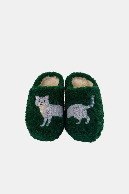 WD Lifestyle Pantoufles Cat-Patterned Slippers. Size S/M. Geen