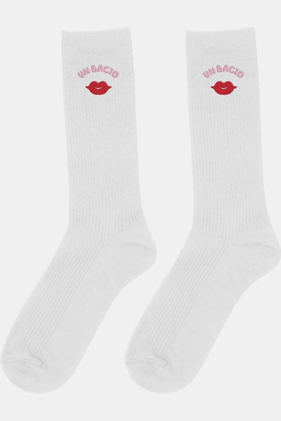 ATELIER PISTACHE Chaussettes Glitter Socks Un Bacio - Women Size 36-40 white/red
