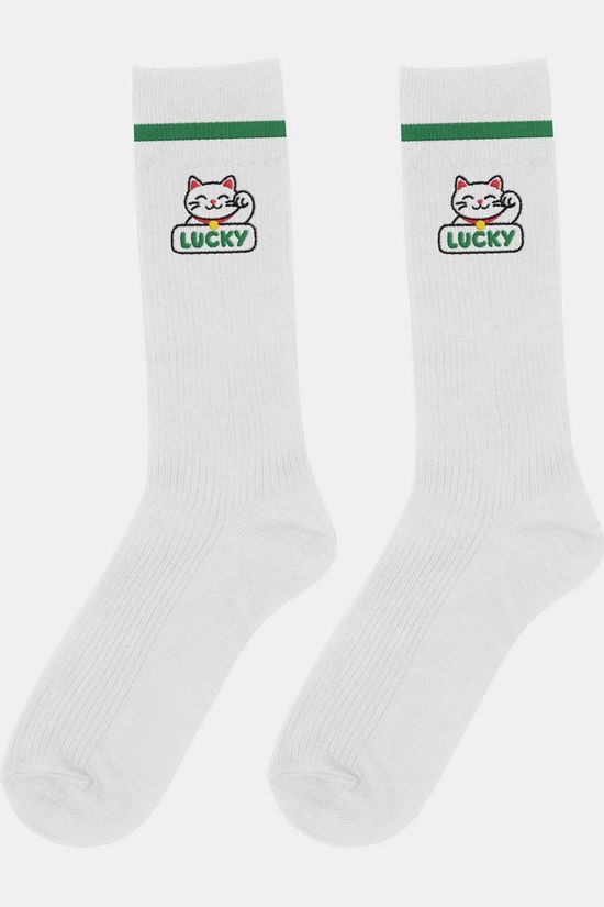 ATELIER PISTACHE Chaussettes Socks Lucky - Women Size 36-40 white/green