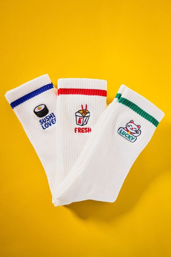 ATELIER PISTACHE Chaussettes Socks Lucky - Women Size 36-40 white/green