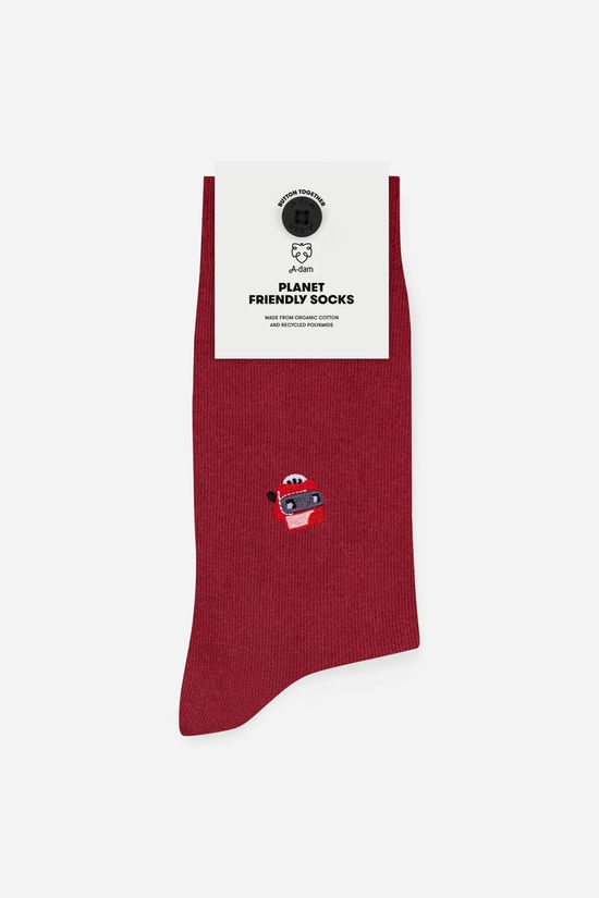 A-Dam Sokken Casual Sock Red With Viewer Embroidery size 41-46 Rio Red
