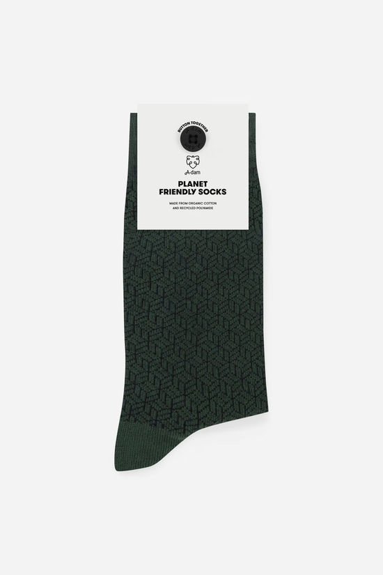 A-Dam Chaussettes Casual Sock Green Block Pattern Intarsia size 41-46 Green Pastures