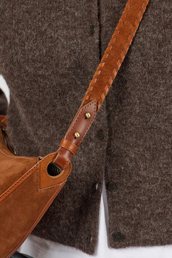O My Bag Sac À Main Leo Crossbody Strap Cognac Suède W/Classic Leather