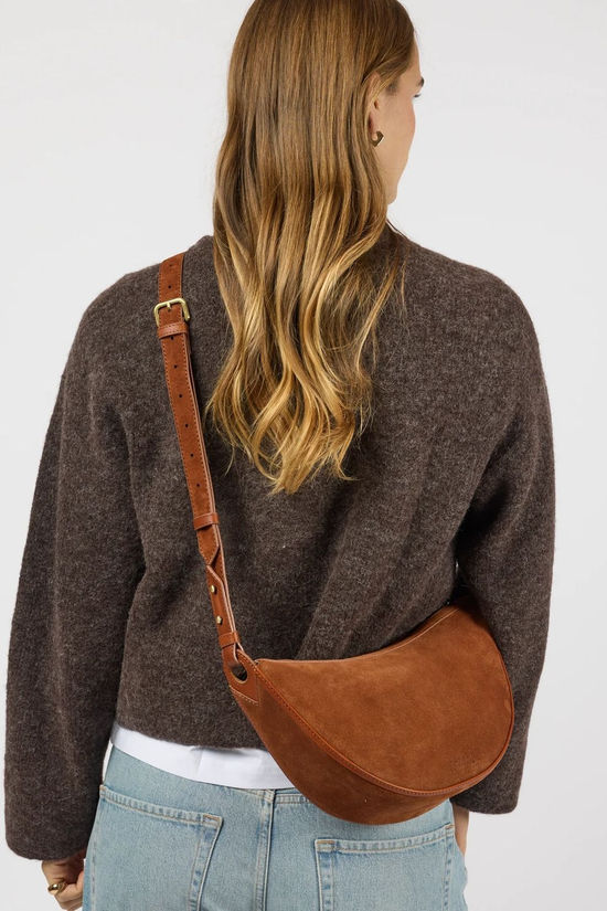 O My Bag Sac À Main Leo Crossbody Strap Cognac Suède W/Classic Leather