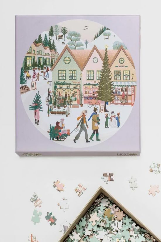 VISSEVASSE Speelgoed White Christmas - Round Puzzle With 1.000 Pieces None