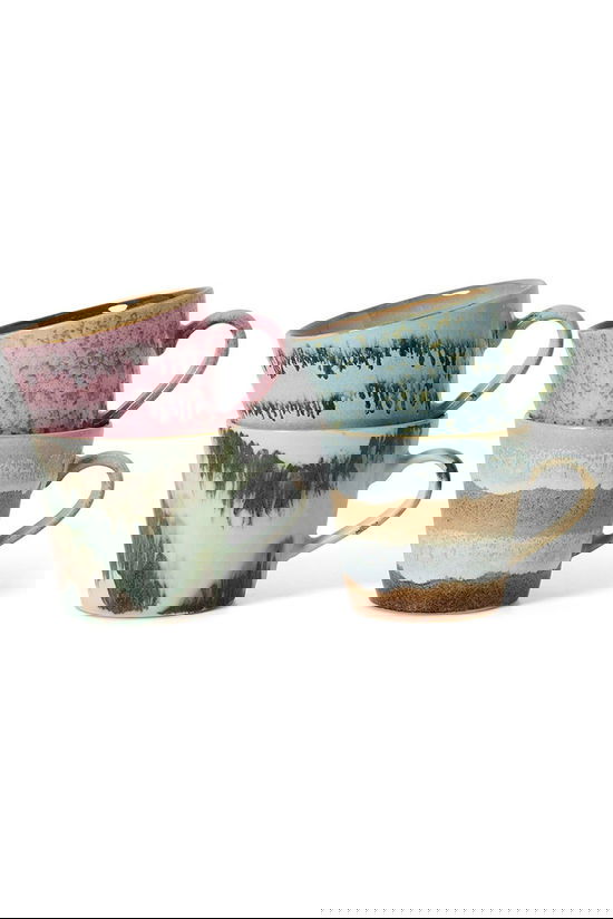 HKLiving Ustensiles De Boissons 70S Ceramics: Cappuccino Mugs, Dada, Set Of 4 Dada